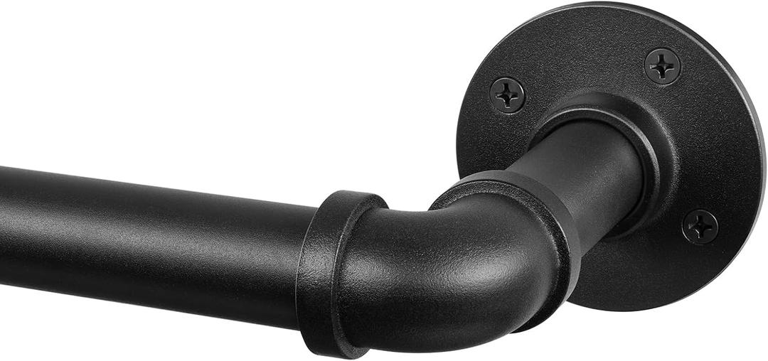 Rose Home Fashion 1” Wrap Around Blackout Curtain Rod, 28-48 Inch, Black