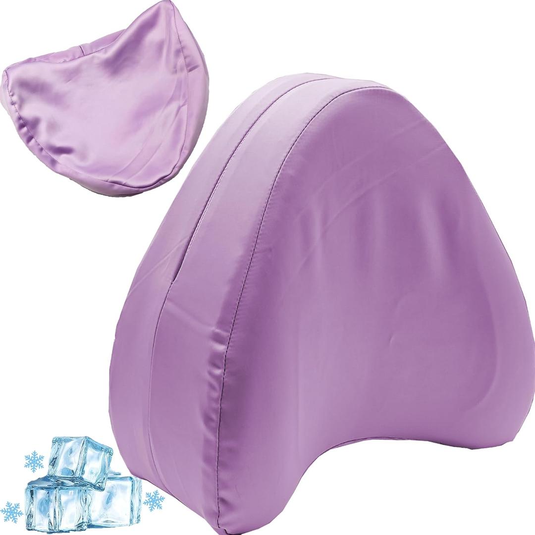 Satin Knee Pillow Cover for Contour Legacy Leg & Knee Foam Support Pillow, Upgraded Invisible Zippered Satin Leg Pillowcase Replacement-Cover ONlY (Blush Purple)