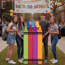 Amyhill 5 ft Coloring Crayons Cardboard Cutout Stand Up Life-Size Drawing Cardboard Cutout Back to Party Decorations First Day Photo Booth Standup for Welcome Party Supplies