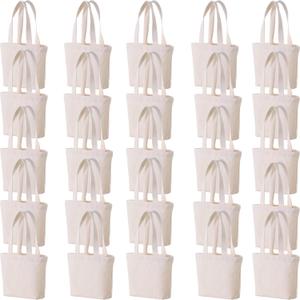 10" x 8" x 3"Mini Canvas Tote Bags for Fabric Painting Cotton Sturdy Bag Heavy-duty Gift Bags
