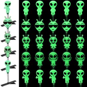 Luinabio 30 Pcs Mini Glow in the Dark Hair Clips Rave Hair Clips for Women Carnival Music Festival Holiday Party Supplies (Alien)
