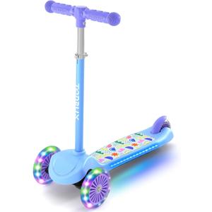 TONBUX Kids Scooter for Ages 3-5, Toddler Scooter with Light-Up Deck and Wheels, Adjustable 4-Level Height 3-Wheel Scooter for Kids, Lean-to-Steer Design (Blue)