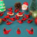 5 x 40 Pcs Mini Resin Cardinal Birds, Tiny Red Bird Animals Figurines Christmas Ornaments for Crafts Miniature Fairy Garden Micro Landscape Xmas Gifts Parties Christmas Decorations Home Decor