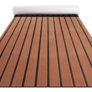 BOSSDECK Boat Flooring - EVA Foam Boat Decking - Self-Adhesive Marine Mat Faux Teak Marine Carpet for Boats RV Yacht Kayak 86.6"x43.3"/21.7"
