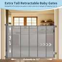 47 Extra Tall Retractable Baby Gate, Reinforced Mesh Dog Gate Extends to 71" Wide, Baby Gate for Stairs, Doorways, Hallways, Indoor and Outdoor, Grey