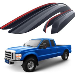 Goodyear Shatterproof Window Deflectors for Trucks Ford F250 F350 Super Duty 1999-2016 SuperCab, Tape-on Rain Guards, Window Visors, Vent Deflector, Vent Visor, Truck Accessories, 4 pcs-GY008528
