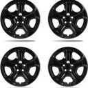 17-inch Hubcaps Compatible with Ford Escape 2013-2025; Silver Wheel Covers; Set of 4 pcs (Glossy Black)
