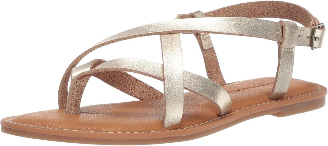 Amazon Essentials womens Casual Strappy Sandal (6.5, Gold)