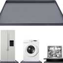 Washing Machine Mat Silicone Under/Top Washer and Dryer Drain Pan Drip Tray Floor Protector Non-Slip Flexible Soft Mat Waterproof 27"x27" Gray