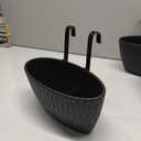 9 Inch Hanging Flower Pots, 3 Pcs Black Railing Fence Hanging Bucket Planter with Detachable Hooks, Countryside Window Plant Holder for Outdoor Garden Yard Home Decor