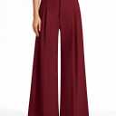 PRETTYGARDEN Womens Spring Wide Leg Palazzo Pants 2026 Trendy Loose Button High Waist Pleated Work Business Casual Trousers (Wine Red, X-Large)