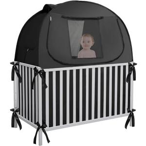 Crib Blackout Cover, Breathable Blackout Crib Cover to Block 90% of Light, Portable Crib Tent Blackout for Baby Better Napping or Sleeping (55.2" x 27.6" x 51.6")