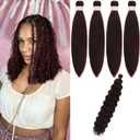 99J Braiding Hair Pre stretched for Bob Boho Braids Short Curly Boho Hair for Braiding Hypoallergenic Ez Braid Knotless Braids (16 Inch-Packs of 5, Dark Wine)