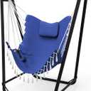 Hammock Chair with Stand,Heavy-Duty Hanging Chair with Stand, for Indoor Outdoor,Sturdy Swing Chair Stand Max Load 350 pounds(Hammock Chair Included) (Navy)