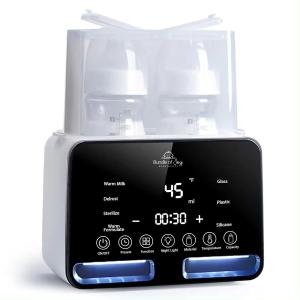 Baby Bottle Warmer - Bundle of Joy Baby Basics Fast Baby Double Bottle Warmer for breastmilk and Formula, Multipurpose with Digital Display, Black