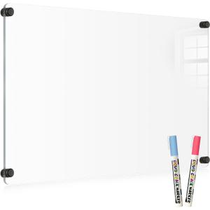 Acrylic Dry Erase Board for Wall, 24 "x 16" Black Non-Magnetic Acrylic Wall Memo Board, Large Clear Family Planner White Board for Home and Office - Blank