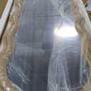 Full Length Mirror 71"x30" Irregular Wavy Full Body Wall Mounted Floor Mirror with Stand Milk Tea Flannel Frame Leaning Hanging Wall for Bedroom Entrance Hallway