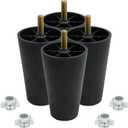 Murtenze 4Pcs 5 inch Sofa Legs, Round Tapered Plastic Couch Legs Replacement Furniture Legs with M10 Hanger Bolts for Chair Sofa Dresser Cabinet Loveseats Ottoman Bed
