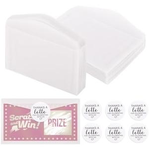 Klmnop 120 Pcs Glassine Lottery Ticket Envelopes with 120 Pcs Stickers, 4.25 x 2.52 Inch Clear Mini Wedding Lottery Ticket Holders for Tickets, Stamps, Coins, Cards, Wedding Guest Favors(White) Missing Pieces Only Stickers Included