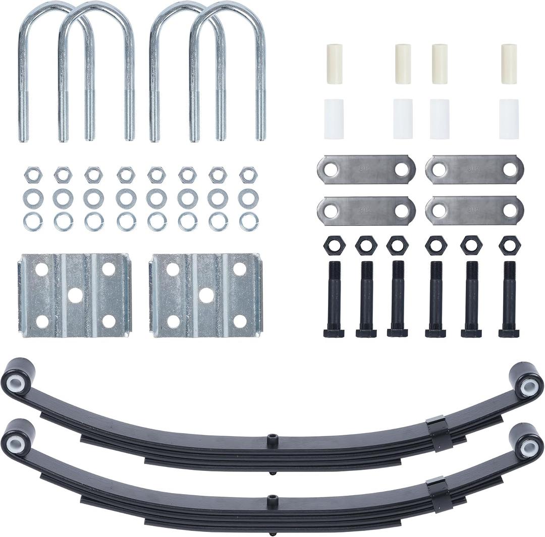 Trailer Leaf Spring Kit,4 Leaf 1750lb Capacity Double Eye Spring for 3500lb Trailer,Leaf Springs for Trailer Axle Hanger Kit with U-Bolt Kit