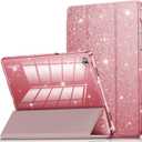 INFILAND Case for Samsung Galaxy Tab A11+Plus/A9+ Plus 11 inch Case (2023/2025), Glitter Tablet Protective Cover with Sparkly Clear Back for Girls Kids (Rose Gold, Galaxy Tab A11 Plus)