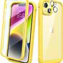 Diaclara Designed for iPhone 14 Case, Full Body Rugged Case with Built-in Touch Sensitive Anti-Scratch Screen Protector, with Camera Lens Protector for iPhone 14 6.1" (Lemon Yellow)