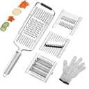 Cheese Grater Handheld: 4 in 1 Professional Stainless Steel Cheese Graters for Kitchen Grater/Peeler/Slicer - Cucumber Slicer for Cheese, Chocolate, Galic, Vegetable, Fruit, Kitchen Gadgets