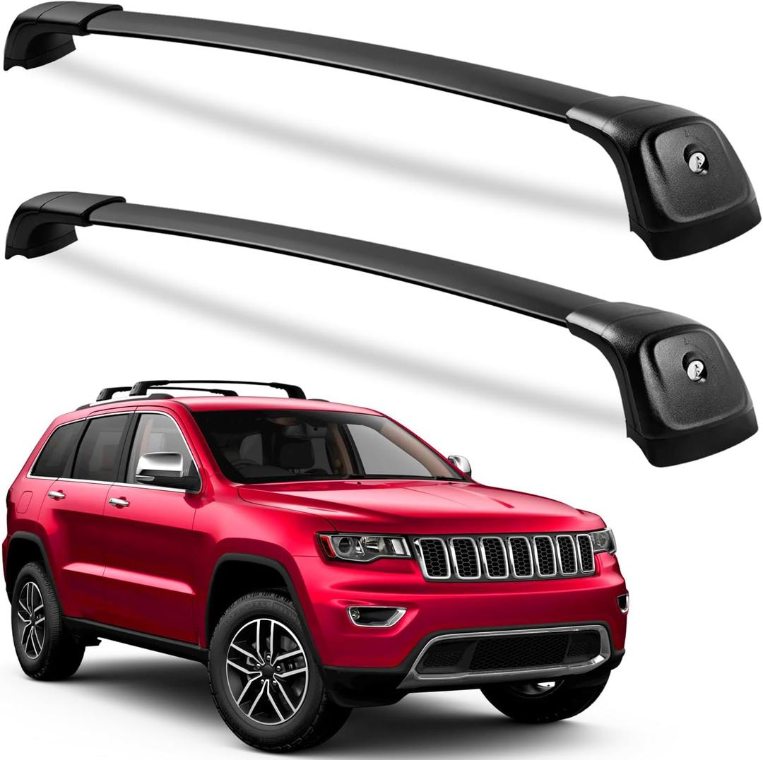 Tuyoung 260lbs Roof Rack Cross Bars Fit for Jeep Grand Cherokee 2011-2021 with Grooved Side Rails, All-Aluminum Lockable Anti-Theft Crossbars Rooftop Cargo Kayak Bike Luggage Racks Carrier Accessories