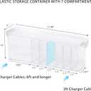 2 Pack Cord Organizer Box for Desk Drawer, Clear Phone Charger Cable Storage Container with Lid