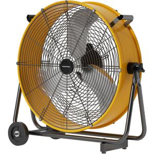 24" Industrial Drum Fan, 8800 CFM High-Velocity Floor Fan | 3-Speed Control, 360 Tilt, Heavy-Duty Metal, UL Listed, Easy-Move Wheels for Garage, Gym, Warehouse & Workshop Use, Yellow