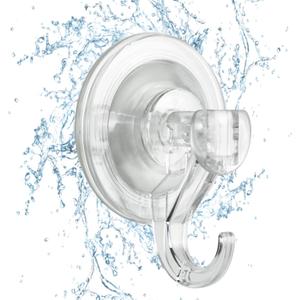 Suction Cup Hooks for Shower - 4 Pack Waterproof Shower Suction Hook Reusable and Removable Strong Attachment on Window, Glass Door, Kitchen