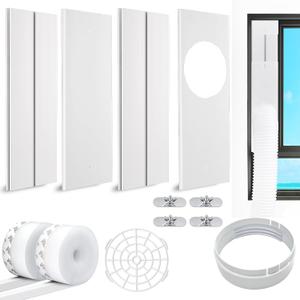 Portable Air Conditioner Window Kit, 2024 New Upgrade Portable AC Kit with 2Pack 3m Window Seal, Adjustable Sliding AC Window Vent Kit for Exhaust Hose with 5.9"/15cm Diameter