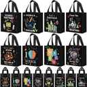 Sanwuta 24 Pcs Science Party Favor Bags Goodie Gift Treat Bag with Handles for Kids Students Party Supplies (Black)