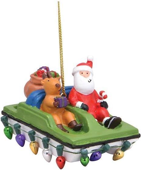Cape Shore Christmas Resin Ornament, Paddle Boating Santa and Deer, Holiday Tree Decoration, Home Collection