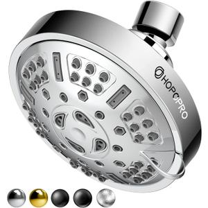 HOPOPRO Upgraded 9 Settings High Pressure Shower Head, NBC News Recommended Brand Fixed Showerhead Adjustable Bathroom Showerhead Multi-functional Rainfall Showerhead for Low Water Flow (Chrome)