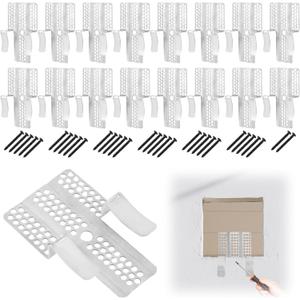 16pcs Drywall Repair Clips, Stainless Steel Dry Wall Fastener Clip with 32 Screws Patch Kit for Repairing Damaged Walls Fits 1/2" and 5/8" Panels (Silver)