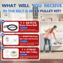Upgraded 661570 & 279640 & W10837240 Dryer Drum Belt and Idler Pulley Kit -Fit for Whirl-pool May-tag Ken-More Dryers, Replaces 661570V 661570VP PS11726337 W10547287 W10547290