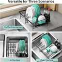 Urackify Dish Drying Rack in Sink - Expandable (14.5''-18''L) Over The Sink Dish Rack with Utensil Holder, Space-Saving Dish Drainer for Kitchen Counter, 1 Piece, Matte Black