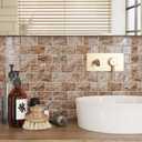 CRE8TIVE 16 Sheets Faux Brick Peel and Stick Backsplash Subway Tile Stick on Backsplash for Kitchen Orange Brown Slate Tile 12"x12" Removable Waterproof Tile Stickers for Bathroom Laundry Room Renters