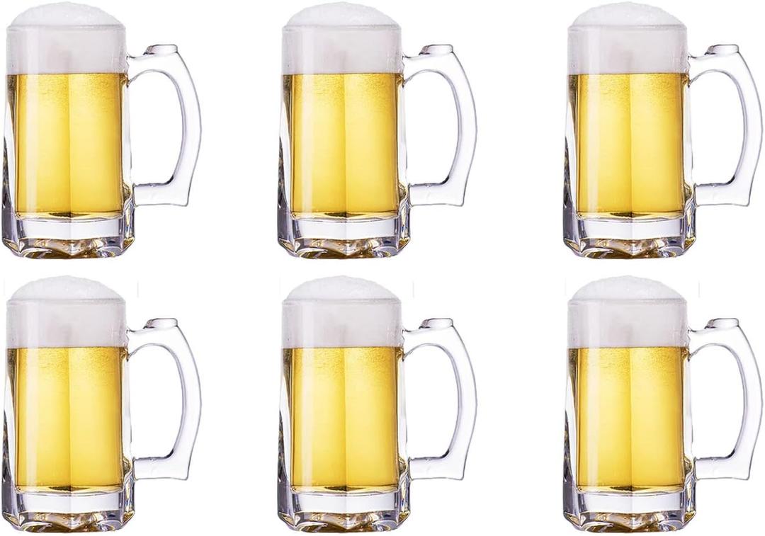 Heavy Beer Mugs Set, 12.5oz Glass Mugs With Handle, Beer Glasses For Freezer, 370ml Beer Drinking Glasses, Traditional Stein For Bar, Alcohol, Beverages,Coffee, Teas, Set of 6