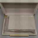 Beige Shagreen Decorative Storage Boxes  Set of 2 Faux Leather Jewelry & Memory Boxes with Gold Metal Handles, Nesting Photo Organizers for Home Decor, Gift, and Office Organization