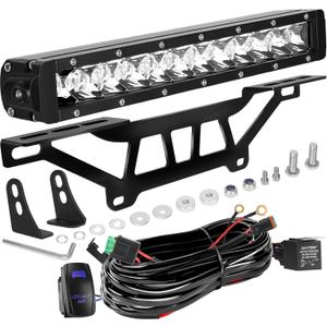 Maverick X3 Shock Tower Light Bar with Mount Bracket and Rocker Switch Wiring Harness Kit Fits for 2017-2025 Can-Am Maverick X3/X3 MAX Accessories, UTV 60W Super Bright 12" LED Light Bar Kit