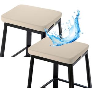 Indoor Outdoor Rectangle Bar Stool Cushions 12x16 inch, Non-Slip Dining Chair Cushion with Straps, Waterproof Seat Pads Set of 2, Cushion Only, Khaki