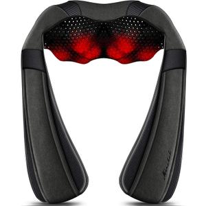 Mirakel Shiatsu Neck & Back Massager with Heat - Deep Tissue Neck, Back & Shoulder Pain Relief - Ergonomic Design Shoulder Massager, Electric Kneading Whole Body Massage Pillow Gifts for Women, Men Gun Gray Green