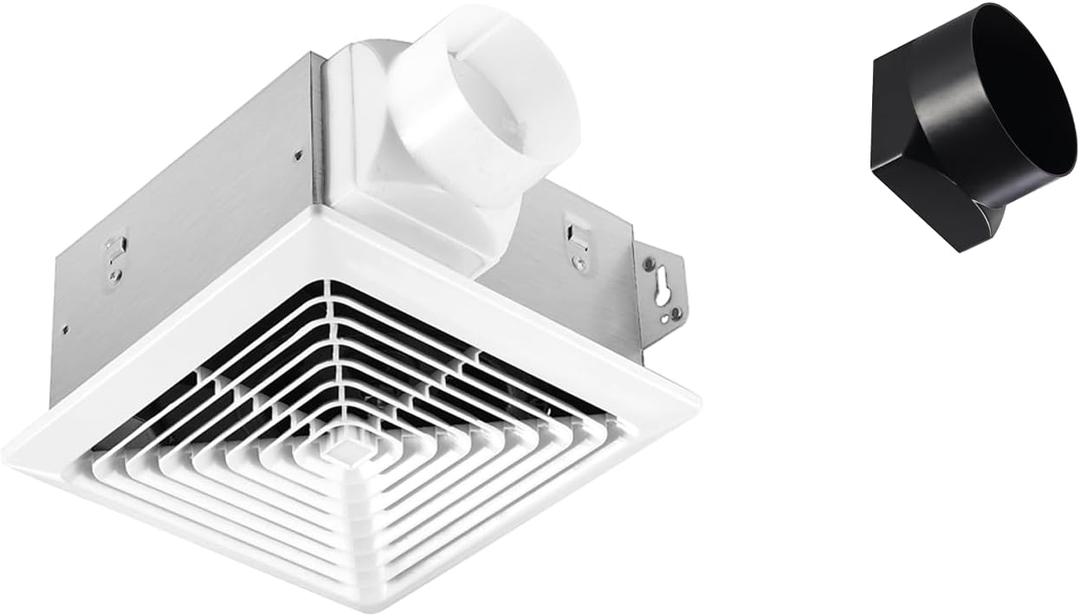 Bathroom Exhaust Fan 80 CFM,4-Inch Duct - 70CFM,3-Inch Duct outlet included,Easy to Install,Quiet Energy-Saving Household Ventilation Fan,Ceiling or Wall Mounted, Classic White Grille