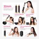 Atopskins 7 in 1 Blow Dryer Brush, Hair Dryer Brush Set 110,000 RPM with Negative Ion Hair Styler Multi Styling Dry, Curling, Volumizing, Straightening and Styling (Black)
