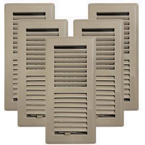 Precision Flow 4"x 10" Steel Floor Register - 2 Way Louvered Design,Desert Brown Finish - Home Vent Covers, Durable & Decorative - Easy Installation - case of 5
