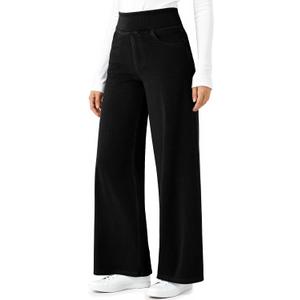 DLOODA Wide Leg Stretchy Sweatpants Jeans for Women, High Waisted Baggy Casual Pull On Jeans Elastic Waist Loose Denim Pants, Medium