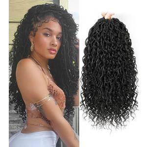 Col Bling Goddess Locs Crochet Hair for Black Women 14 Inch, 8 Packs Faux Locs Crochet Hair, Boho Style Locs, River Locs Hair with Curly Ends (14Inch, 1B, 8Packs)