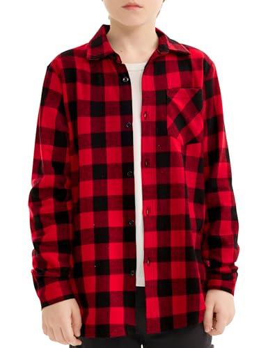 Motarto Boys Toddler Plaid Flannel Shirt Long Sleeve Button Down Kids Casual Shirt Fall Winter Coat, For 5-6 Years